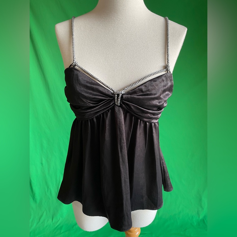 Stella McCartney Black top with white/black rope straps XS